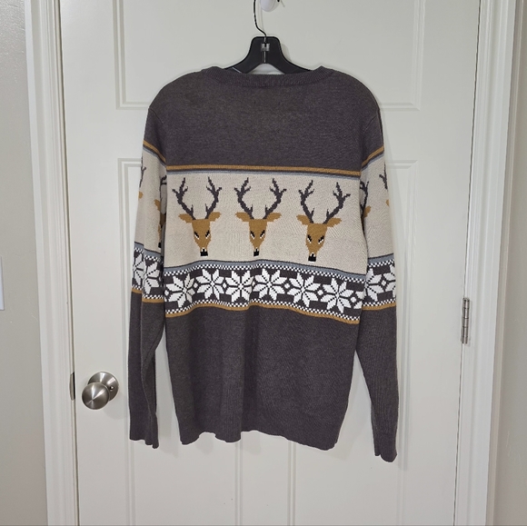 KAVU Highline Men's Sweater Oh Deer  Long Sleeve Pullover Crew Neck Medium - Picture 2 of 8